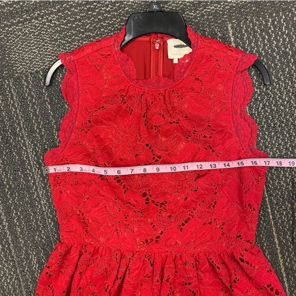Kate Spade poppy field red lace dress with scalloped trim - Picture 7 of 10